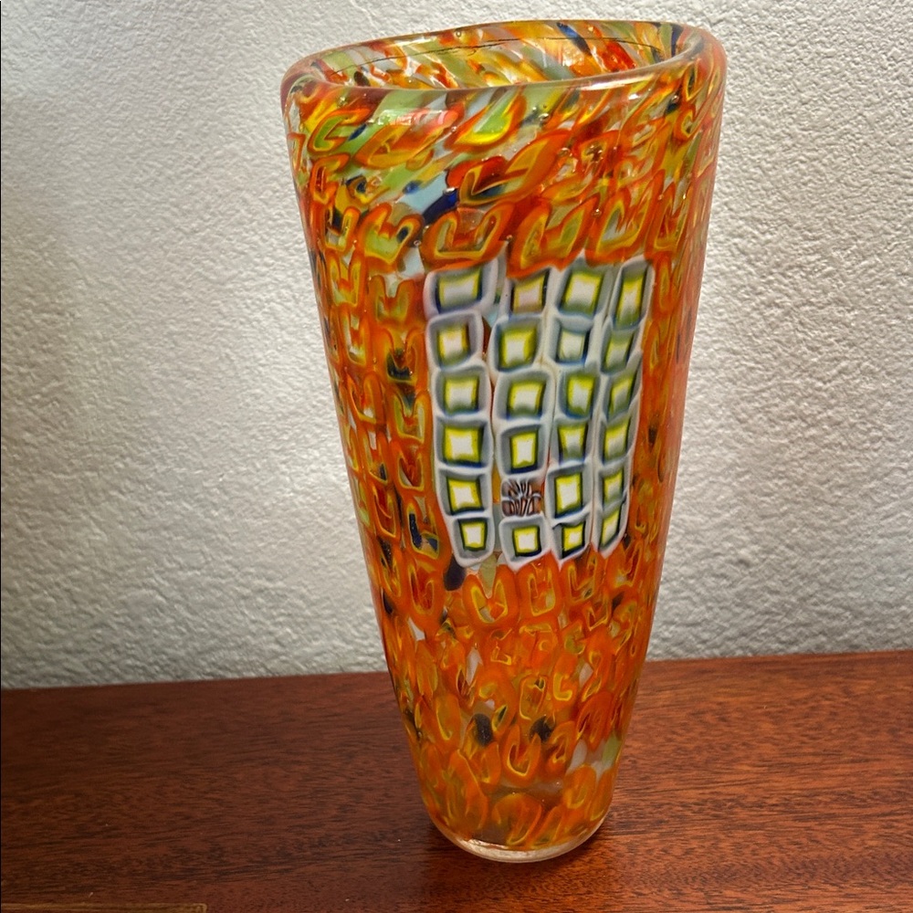 Murano Multicolor Millefiori Art Glass Vase